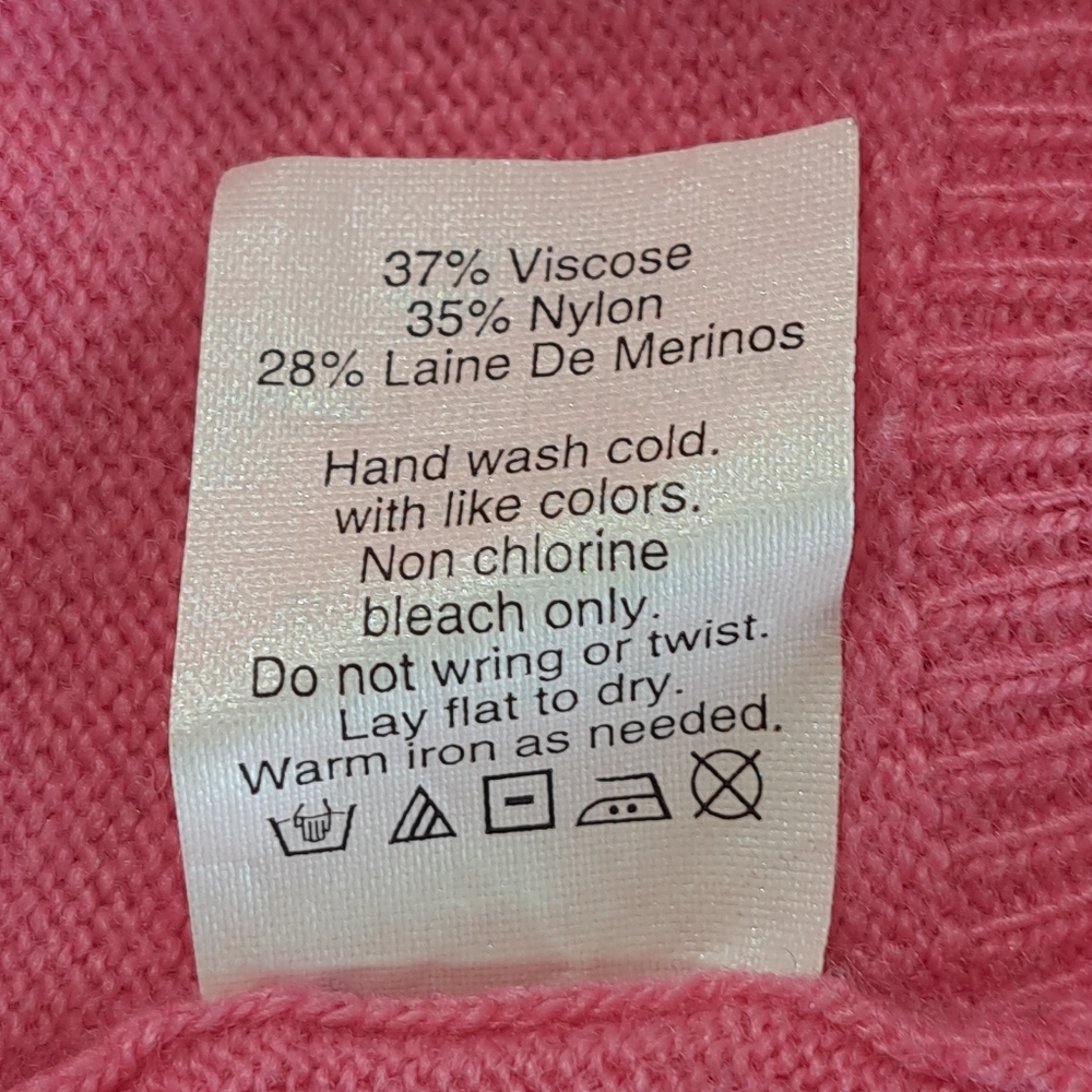 J.Crew Factory Women's‎ V-neck Pink Sweater Size Medium Merino Wool Viscose - Picture 8 of 16